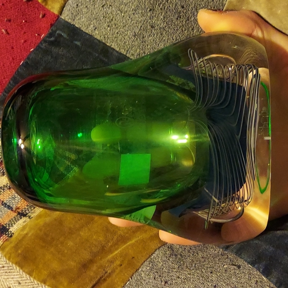 Hand made unique crystal vase. Signed by artist Adam Jablonski. Polish